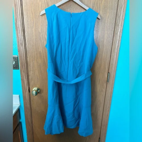 WHBM dress NWT 20W aqua teal flare sleeveless floppy hem alone dress oasis color - Picture 4 of 14